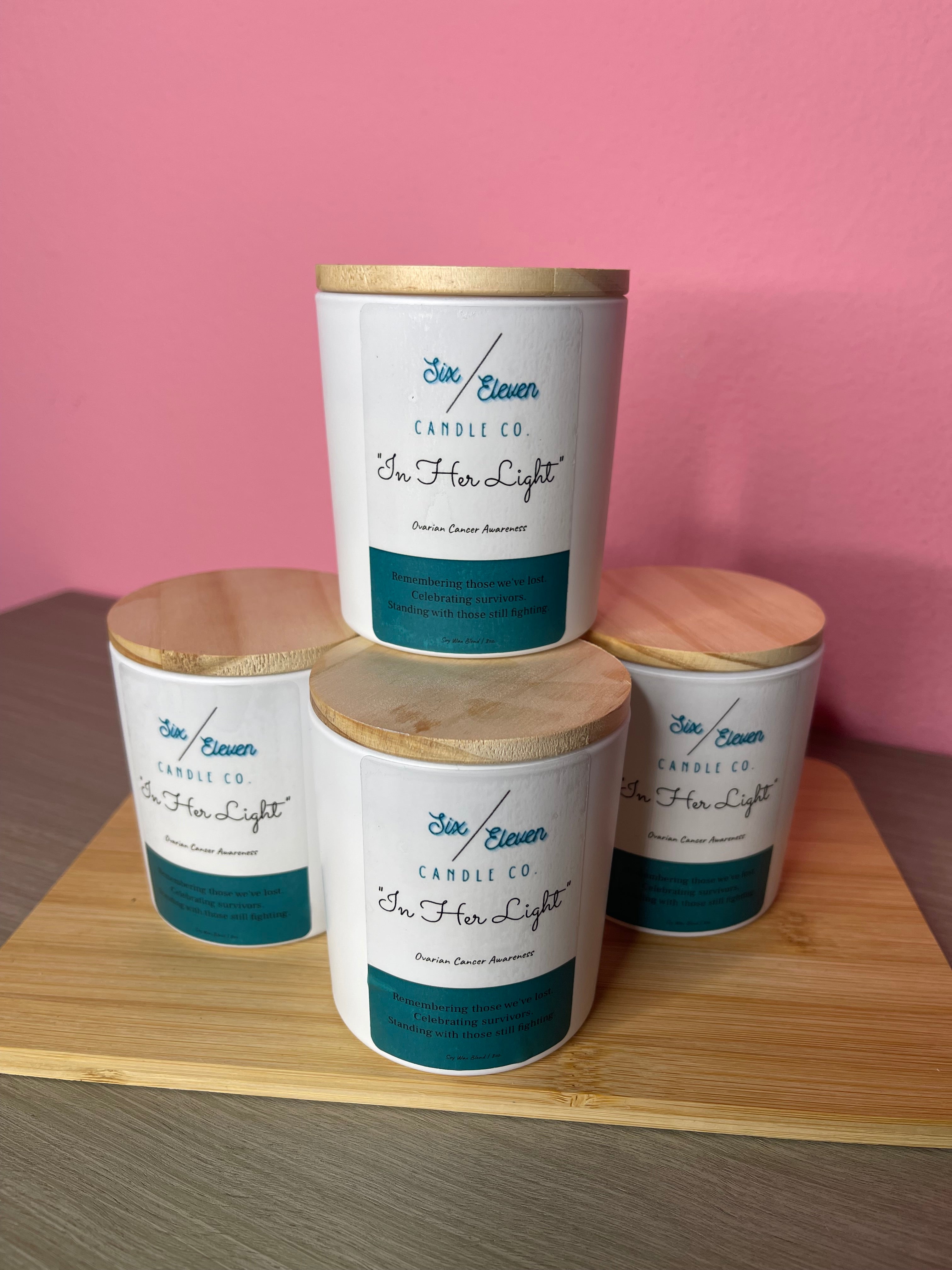 "In Her Light" Ovarian Cancer Awareness Candle